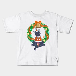 Black Cat And Wreath Kids T-Shirt